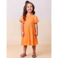 Vestido Laranja com Mangas Balonê - Momi