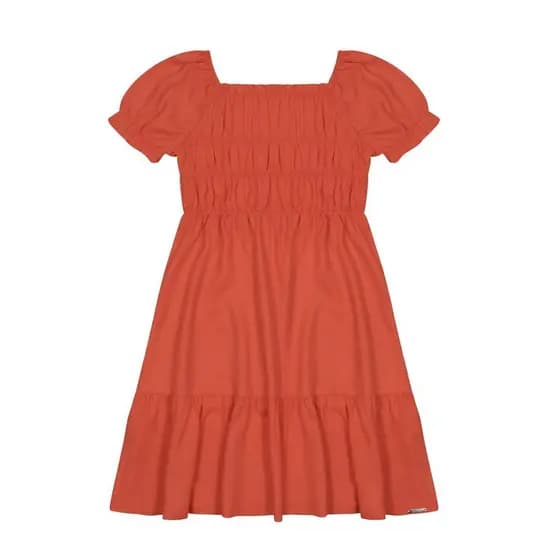 VESTIDO INFANTIL MENINA EM VISCOSE COM ELÁSTICO - ALAKAZOO - Cor VERMELHO CEREJA