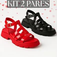 Kit 2 Pares Sandália Feminina Tratorada Confortável e Estilosa para o Dia a Dia - Live