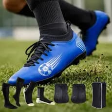 Chuteira Campo Masculina Trava Fixa Jogo Grama Meião Porta Chuteira Meião Caneleira Resistente