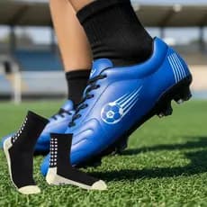 Chuteira Campo Futebol Trava Adulto + Meia Anti Derrapante Resistente Conforto Treino Jogo