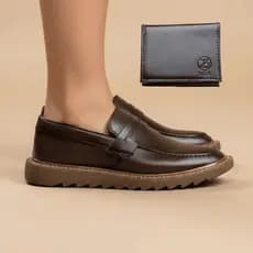 Sapato Social + Carteira Masculino Oxford Dubai Tratorado Confortável Masculino Social Brogue Igreja