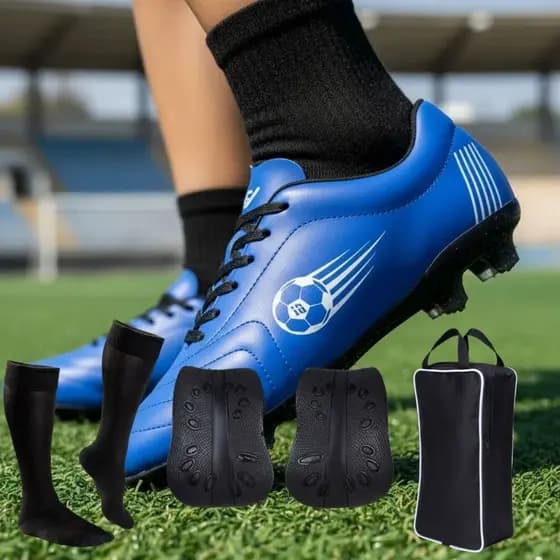 Chuteira Campo Adulto Trava Futebol Grama Meião Porta Chuteira Caneleira Resistente Treino Jogo