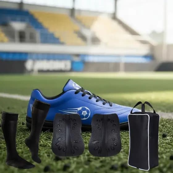 Chuteira Society Resistente Grama Sintética Masculino + Caneleira Porta Chuteira Meião Conforto