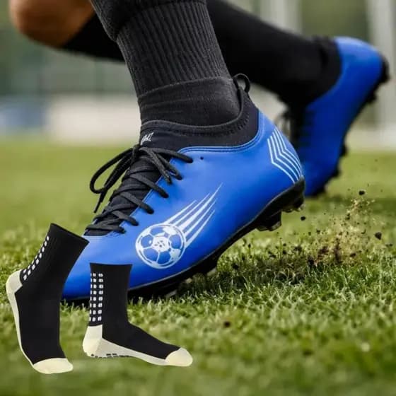 Chuteira Campo Masculina Meia Botinha + Meia Antiderrapante Resistente Conforto Jogo Treino