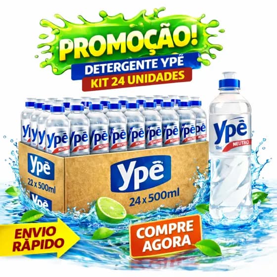 Kit 6,12 ou 24 Un de Detergente Líquido Ypê Cristal Original–Remove Gordura Fácil-Oferta Especial!