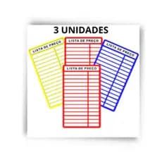 3 Tabela de Preços PVC Pequena para seu Comércio, Mercado, Bares ou Lanchonete- Compre Agora