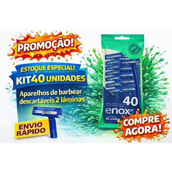Barbeador ENOX 2 Lâminas Kit 40 Unidades - Compre Agora Prestobarba Aqui - Promoção De Barbeadores