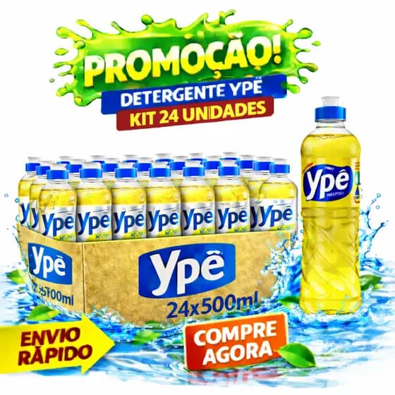 Kit 6,12 ou 24 Un de Detergente Líquido Ypê NEUTRO 500ml Concentrado-Melhor Preço Aqui-Compre Agora