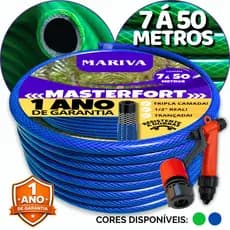 Mangueira de Jardim 1/2" para Lavadora de Alta Pressão, Com Gatilho e Engate, Tripla Camada Trançada