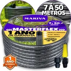 Mangueira Trançada Tripla Camada Grafite, Kit Completo, 7m à 50m, Trançada Reforçada Resistente 7/16