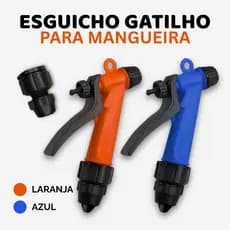 Esguicho Gatilho para Mangueira de Jardim Com Regulagem - Leque e Jato, Azul e Laranja