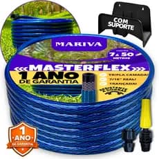 Mangueira de Jardim Trançada Azul com Suporte 7/16 (Kit Completo) - 7m à 50m, Reforçada, Trançada