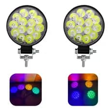 Kit 2 Farol De Milha 14 Leds 42w 12v/24v Azul Laranja Rosa Vermelho Verde