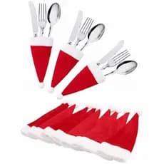 Conjunto De Garfo E Faca Para Chapéu De Papai Noel 10 Unidades