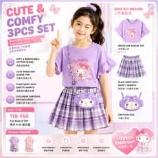 Conjunto de Camiseta com Babados e Saia para Meninas, Roupas My Melody, Conjunto de Roupas Infantis, Conjunto Fofo de Du
