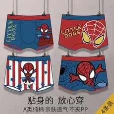 [4-Pack] Roupa Íntima Infantil para Meninos, Cuecas Boxer de Algodão Puro com Personagens Homem-Aranha, Mickey Mouse e P