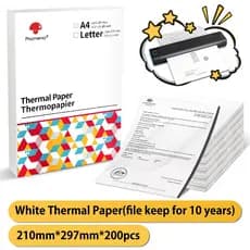 Papel Térmico Compatível Phomemo A4 Para Impressora Térmica M08F Portátil , 200 Folhas