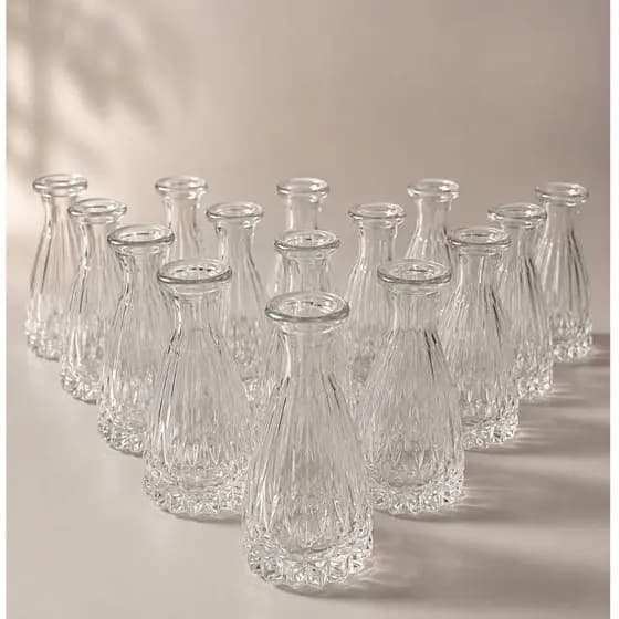 Kit Com 30 Vasos Decorativos De Vidro Modelo Casamento 100ml 13cm De Altura