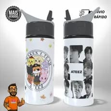 Garrafa Squeeze ATEEZ KPOP Exclusiva Alumínio - Presente Único e Criativo