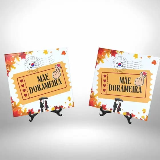 Azulejo Premium Personalizado Mãe Dorameira KPOP 20x20 cm - Com Suporte Presente