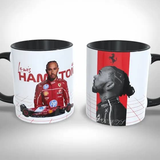 Caneca de Cerâmica Personalizada - Automobilismo - Fórmula 1 - Lewis Hamilton