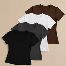 Kit Blusa Slim Fit Feminina Baby Tee Manga Curta Suplex Academia