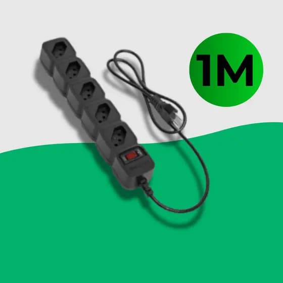 Filtro de Linha Protetor Intelbras 5 Tomadas Epe 205 Bivolt 1m Preto Extensão Tomadas