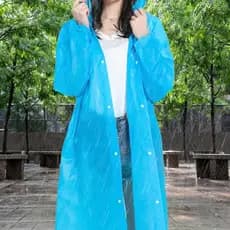 Capa Chuva Com Capuz Impermeável Resistente Reutilizável Adulto Azul Unissex Confortável Prático Shows Festas Passeios