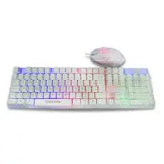 Kit Mouse Teclado Gamer USB Branco Led RGB Teclas Anti Ghosting Hoopson Computador Notebook Jogo Colorido TPC-096KB