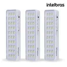 Kit 3 Unidades Luz de Emergência Luminária LED Intelbras