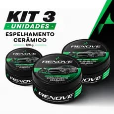 Kit 3x Cera Espelhamento Cerâmico – Repele Água, Remove Riscos, Proteção UV, Brilho Intenso