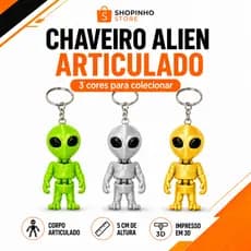 Chaveiro de ET Alien Boneco Alienígena Articulado Decoração de Mochila