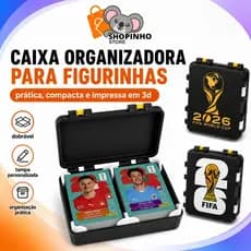2 Divisórias Porta Figurinhas - Caixa de Figurinha p/ Álbum Copa do Mundo 2026 -  Estojo Organizador de Figurinha