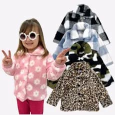 Casaco Teddy Xadrez Infantil Peluciado Inverno Quentinho Sobretudo Jaqueta