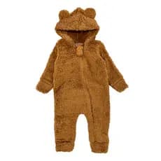 Macacão Teddy Dupla Face Peluciado Ursinho Orelinhas Carneirinho com Orelinhas Inverno Quentinho