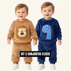 Kit 2 Conjuntos Fleece Inverno Infantil Bebê P/ Frio Peluciado Bebê Infantil Quentinho