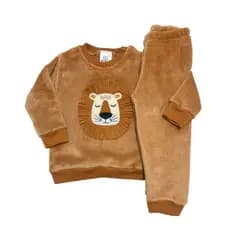 Conjunto Fleece com Bordado Inverno Bebê Peluciado Agasalho Quentinho para o Frio Casaco Calça
