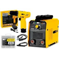 Kit Inversora Solda 120a Com Furadeira Oz 12v + Bits Amarelo 220v