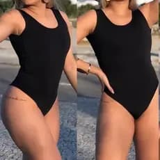 Maiô Sem Bojo Beach Modelo Cortininha Preto