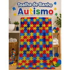 Tolha de Banho e Boca Estampadas Autismo