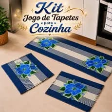 1 Kit Jogo de Tapetes para Cozinha 3 Peças Jogo Completo Piso Macio Conforto e Alta Absorção