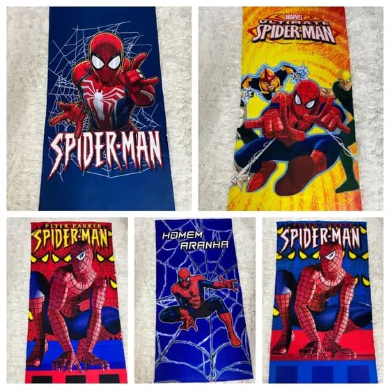 Toalha de Banho Praia Infantil Estampada 70x140cm Algodão Poliéster Homem Aranha Personagem