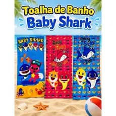Toalha de Banho e Praia Estampadas Baby Shark