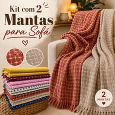 Kit com 2 Mantas para Sofá Grande Luxuosa Gigante Cama Coberto Colcha de Cama
