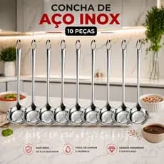 Kit 10/5/3 Mini Conchas Pequenas 16 Cm em Aço Inox Molho Farofa  Calda Sorveteria Sobremesa