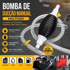 Bomba de Sucção Manual c/ Mangueira 1,5 m + Abraçadeiras Transferência Óleo Etanol Gasolina Água