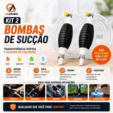 Kit 2 Bombas Sucção Manual c/ Mangueira 1,5m + Abraçadeiras Transferência Óleo Etanol Gasolina Água