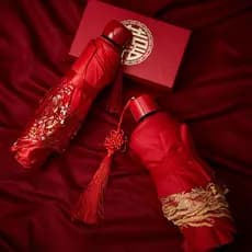 [Osee] Guarda-Chuva De Noiva De Casamento Dobrável Vermelho Dupla Utilização Chinês Novo Suprimentos