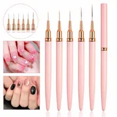 Kit 5 Pincéis Nail Art 7/9/11/15/25mm Para Unhas Gel UV Manicure Profissional